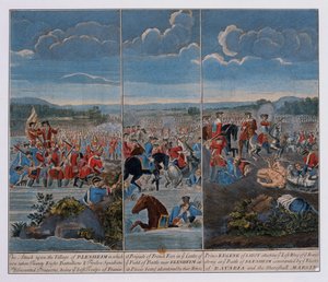 ब्लेनहेम की लड़ाई का चित्रण करने वाले तीन पैनल, c.1765